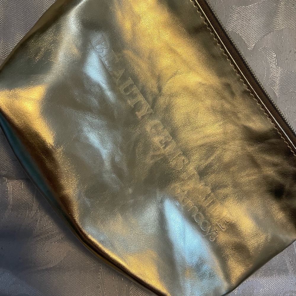 Macys Gold Metallic Cosmetic Makeup Bag Travel Pouch